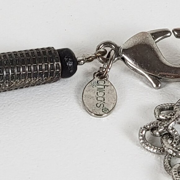 Chico's Tribal Statement Bib Necklace 22 In Black And Earth Tone Layered BOHO - Picture 10 of 12